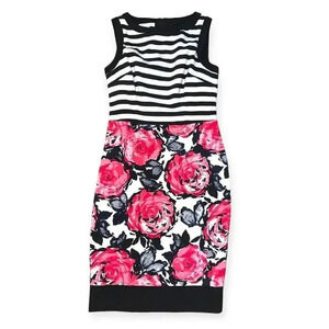 London Times Dress 6 Black White Pink Sleeveless Spring/Summer